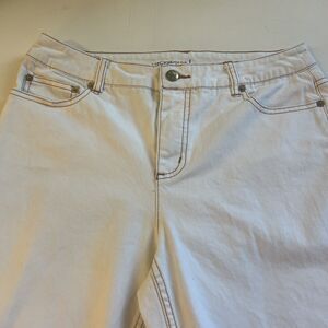 Liz Claiborne Jackie Womens Size 8 P Waist Straight Leg beige Denim Jeans
